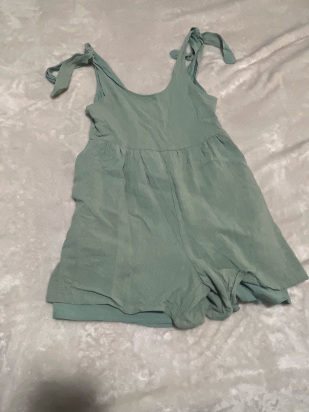 Pink Lily Sage Green Tie-Strap Romper